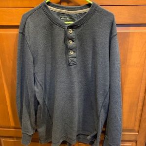 Eddie Bauer Blue Thermal Henley Mens Large